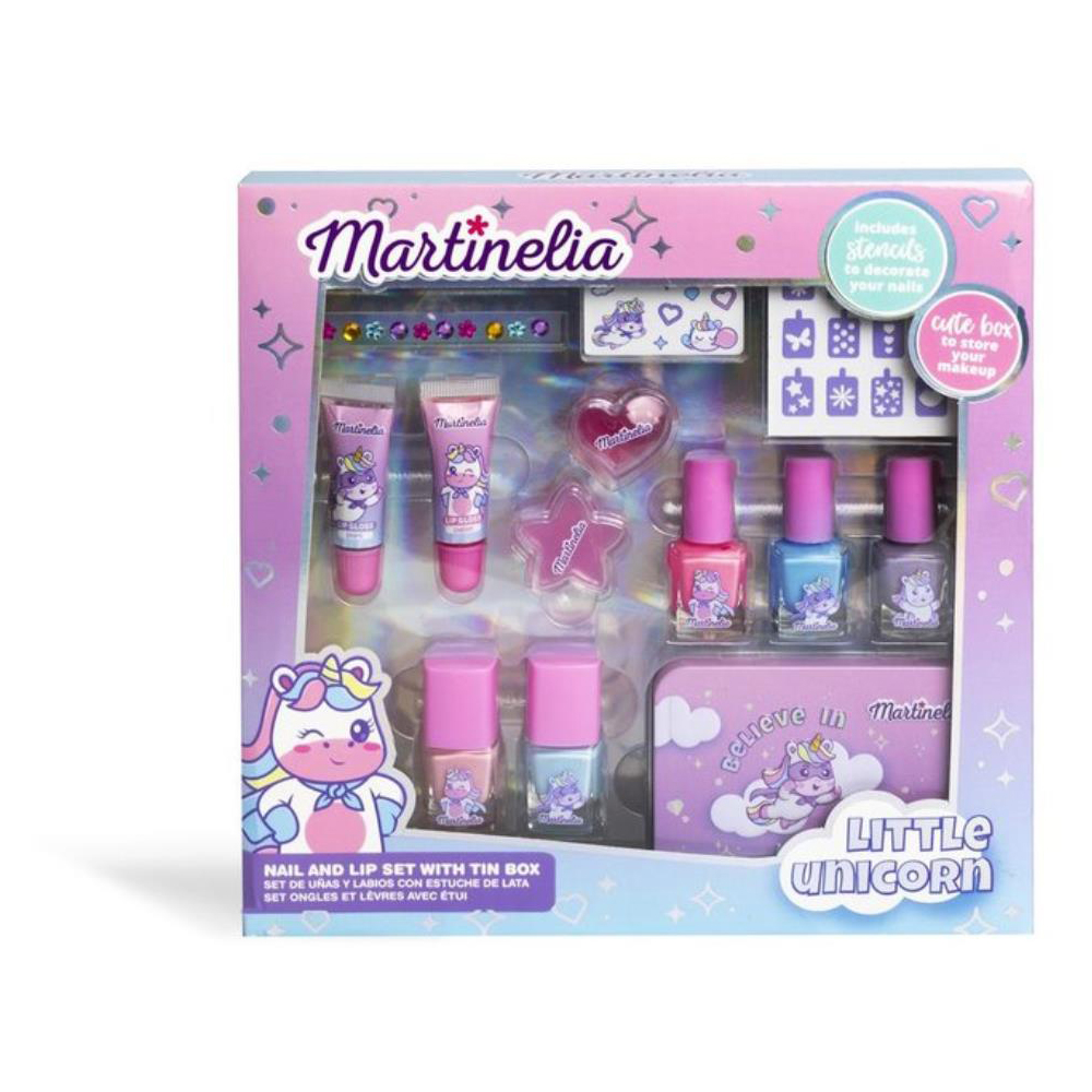 طقم الشفاه والأظافر مارتينيليا “ليتل يونيكورن” مع علبة معدنية